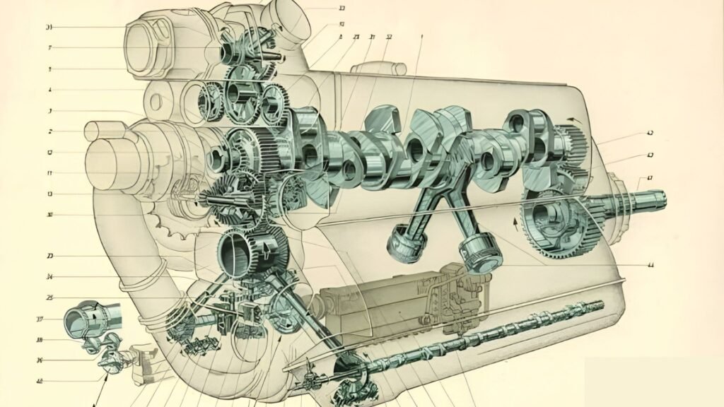 Os motores Daimler-Benz tinham conjunto de engrenagens interligadas ao virabrequim, incluindo o supercharger e as bombas de óleo do sistema de carte a seco.