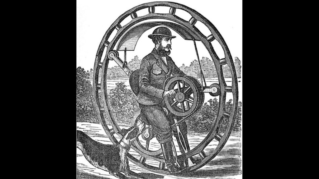 O Flying Yankee Velocipede de Richard C. Hemmings é um dos primeiros veículos monorroda da história.